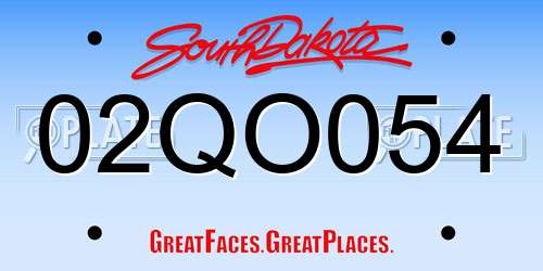 02QO054 South Dakota License Plate