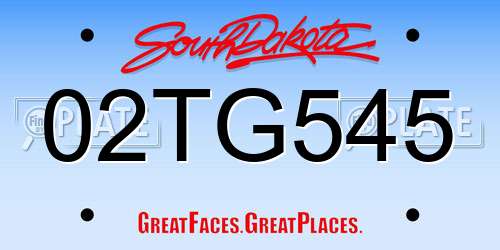 02TG545 South Dakota License Plate
