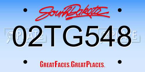 02TG548 South Dakota License Plate