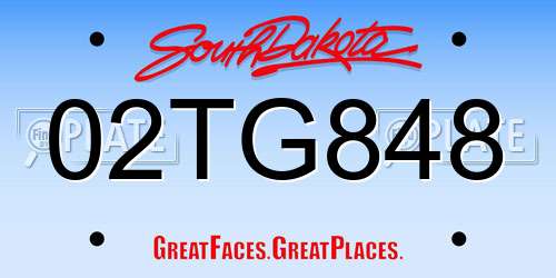 02TG848 South Dakota License Plate