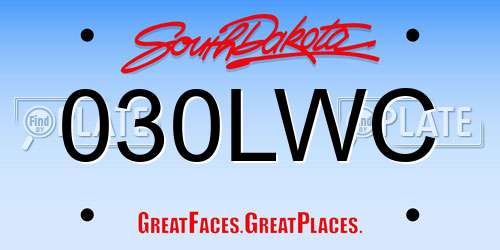 030LWC South Dakota License Plate