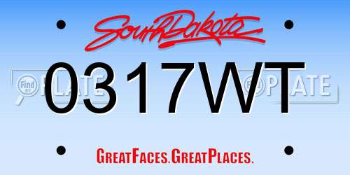 0317WT South Dakota License Plate