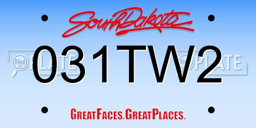 031TW2 South Dakota License Plate