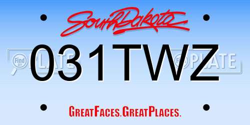 031TWZ South Dakota License Plate