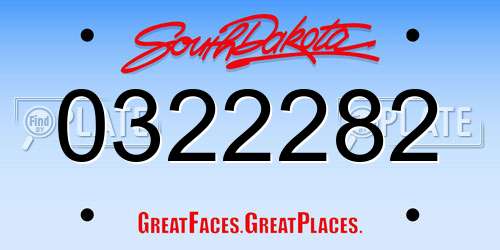 0322282 South Dakota License Plate