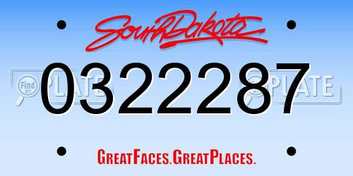 0322287 South Dakota License Plate