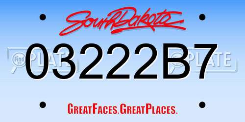 03222B7 South Dakota License Plate
