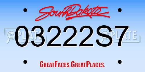 03222S7 South Dakota License Plate