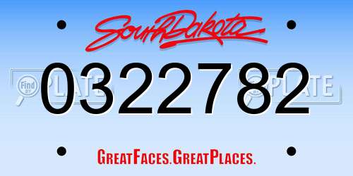 0322782 South Dakota License Plate