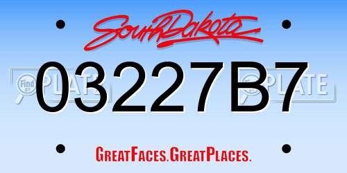 03227B7 South Dakota License Plate