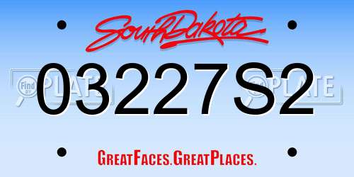 03227S2 South Dakota License Plate