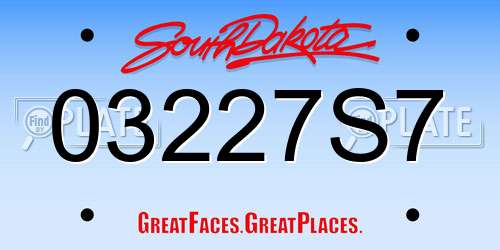 03227S7 South Dakota License Plate