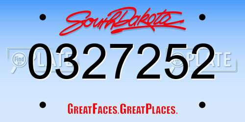 0327252 South Dakota License Plate