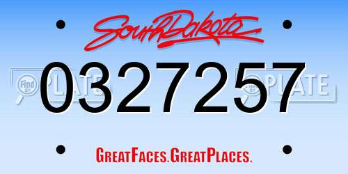 0327257 South Dakota License Plate