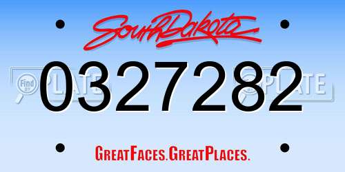 0327282 South Dakota License Plate