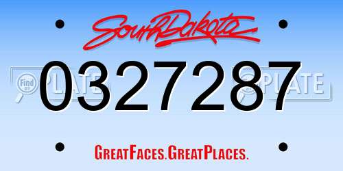 0327287 South Dakota License Plate
