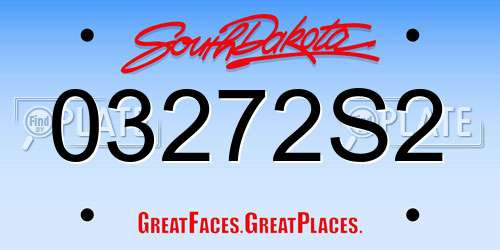 03272S2 South Dakota License Plate