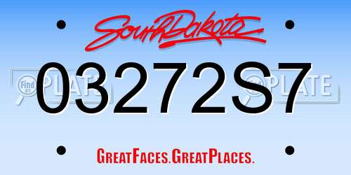 03272S7 South Dakota License Plate