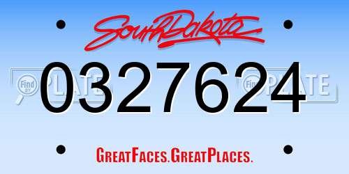 0327624 South Dakota License Plate