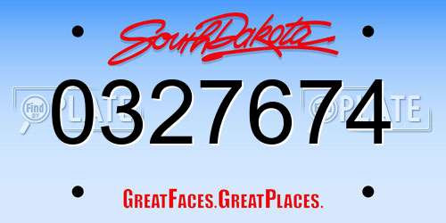 0327674 South Dakota License Plate
