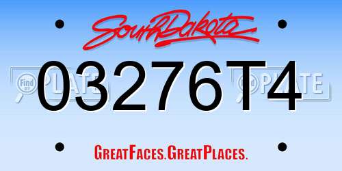 03276T4 South Dakota License Plate