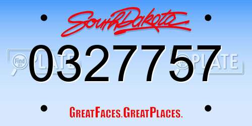 0327757 South Dakota License Plate