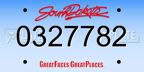 0327782 South Dakota License Plate