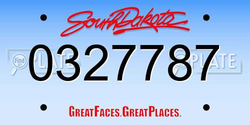 0327787 South Dakota License Plate
