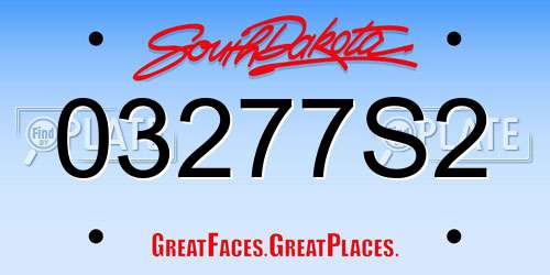 03277S2 South Dakota License Plate