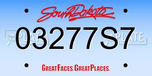 03277S7 South Dakota License Plate