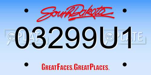03299U1 South Dakota License Plate