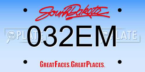 032EM South Dakota License Plate