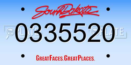 0335520 South Dakota License Plate