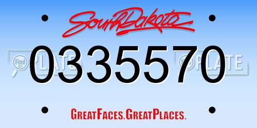 0335570 South Dakota License Plate