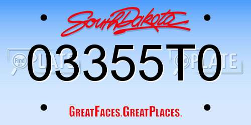 03355T0 South Dakota License Plate