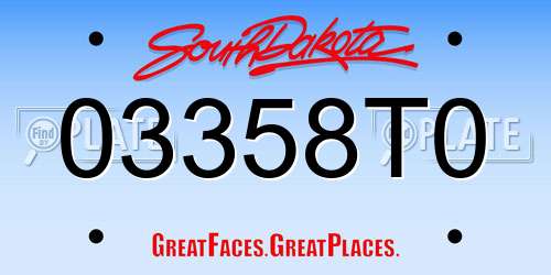 03358T0 South Dakota License Plate