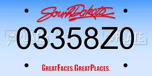 03358Z0 South Dakota License Plate