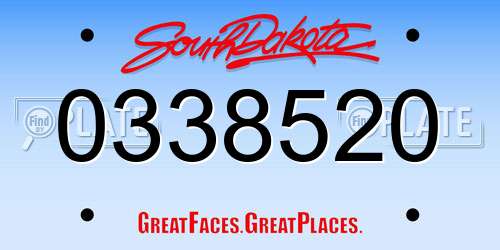 0338520 South Dakota License Plate