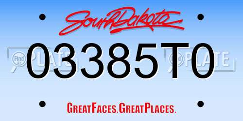 03385T0 South Dakota License Plate