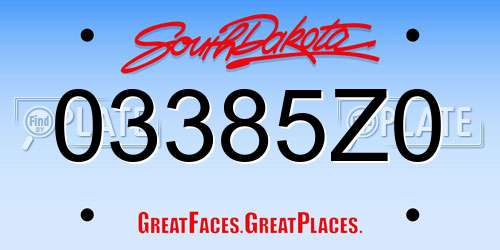 03385Z0 South Dakota License Plate