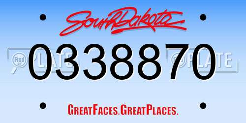 0338870 South Dakota License Plate