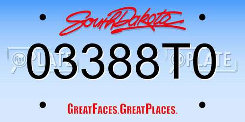 03388T0 South Dakota License Plate