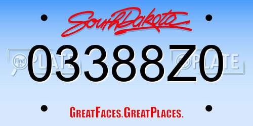 03388Z0 South Dakota License Plate