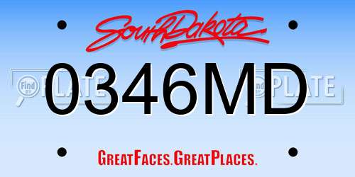 0346MD South Dakota License Plate