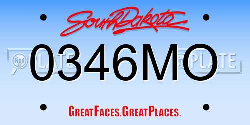 0346MO South Dakota License Plate