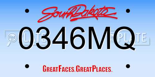 0346MQ South Dakota License Plate