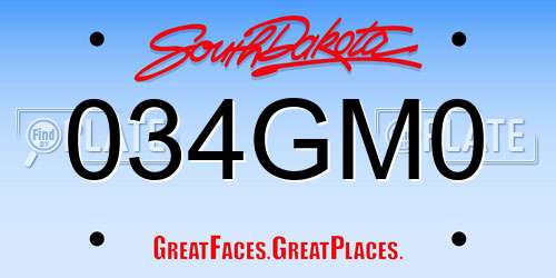 034GM0 South Dakota License Plate