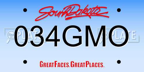034GMO South Dakota License Plate