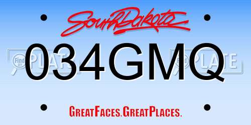 034GMQ South Dakota License Plate