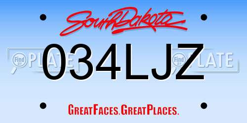 034LJZ South Dakota License Plate